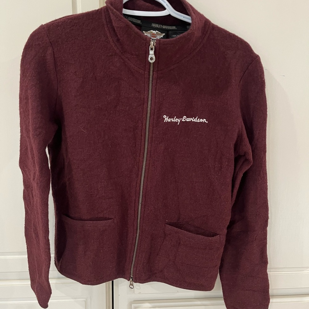 Harley-Davidson Burgundy Women's Full-Zip 100% Wool